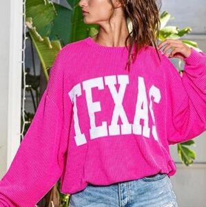 NWT Bucket List Fuchsia Texas Comfy Graphic Sweatshirt